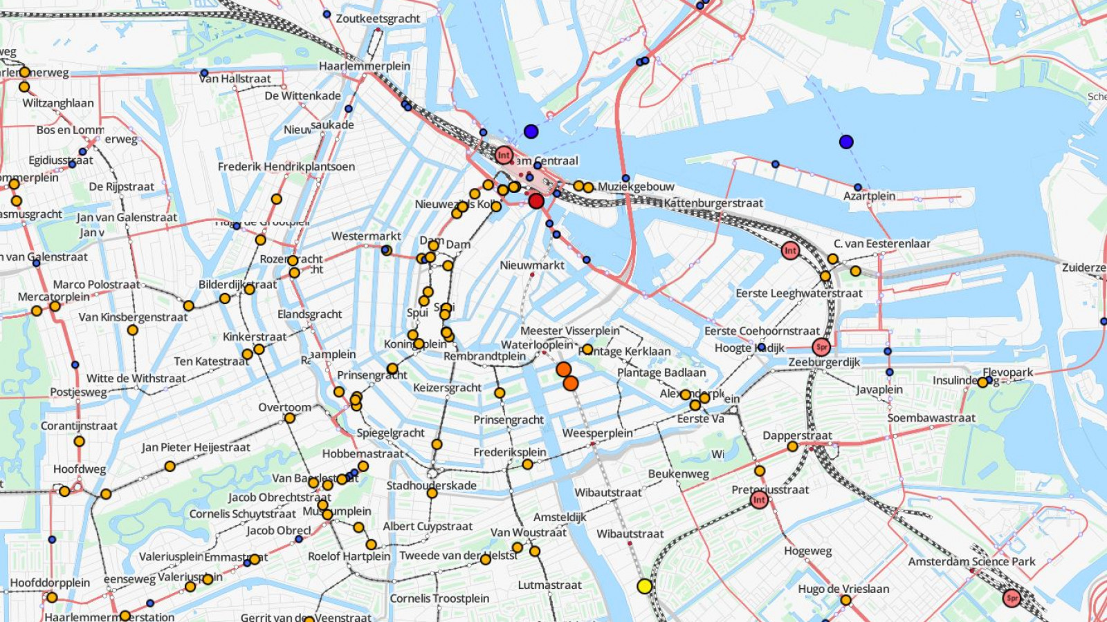 kaart ov amsterdam Op deze kaart kun je elke tram en metro volgen   AT5