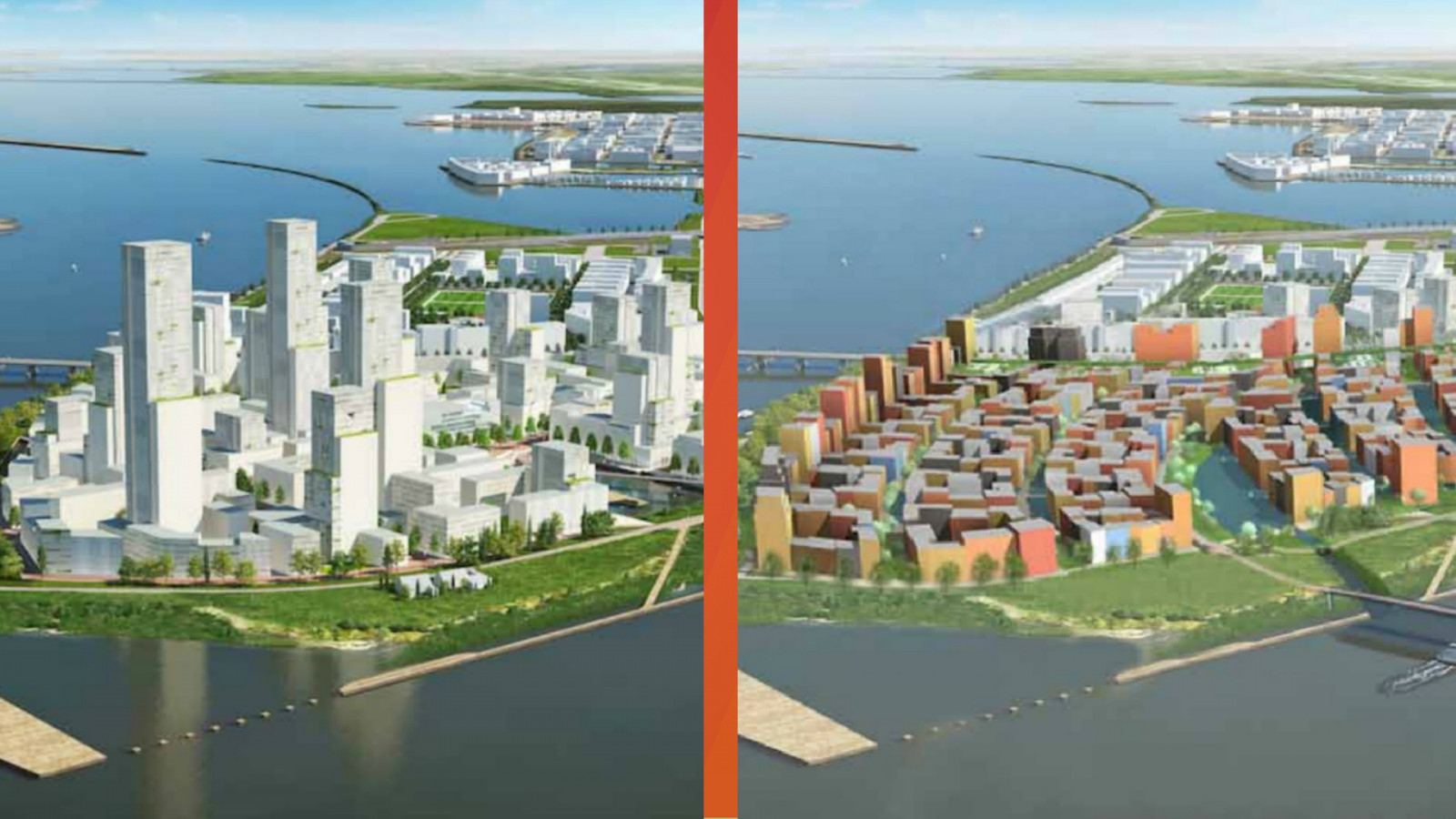 Links: plan gemeente; rechts: plan Soeters
