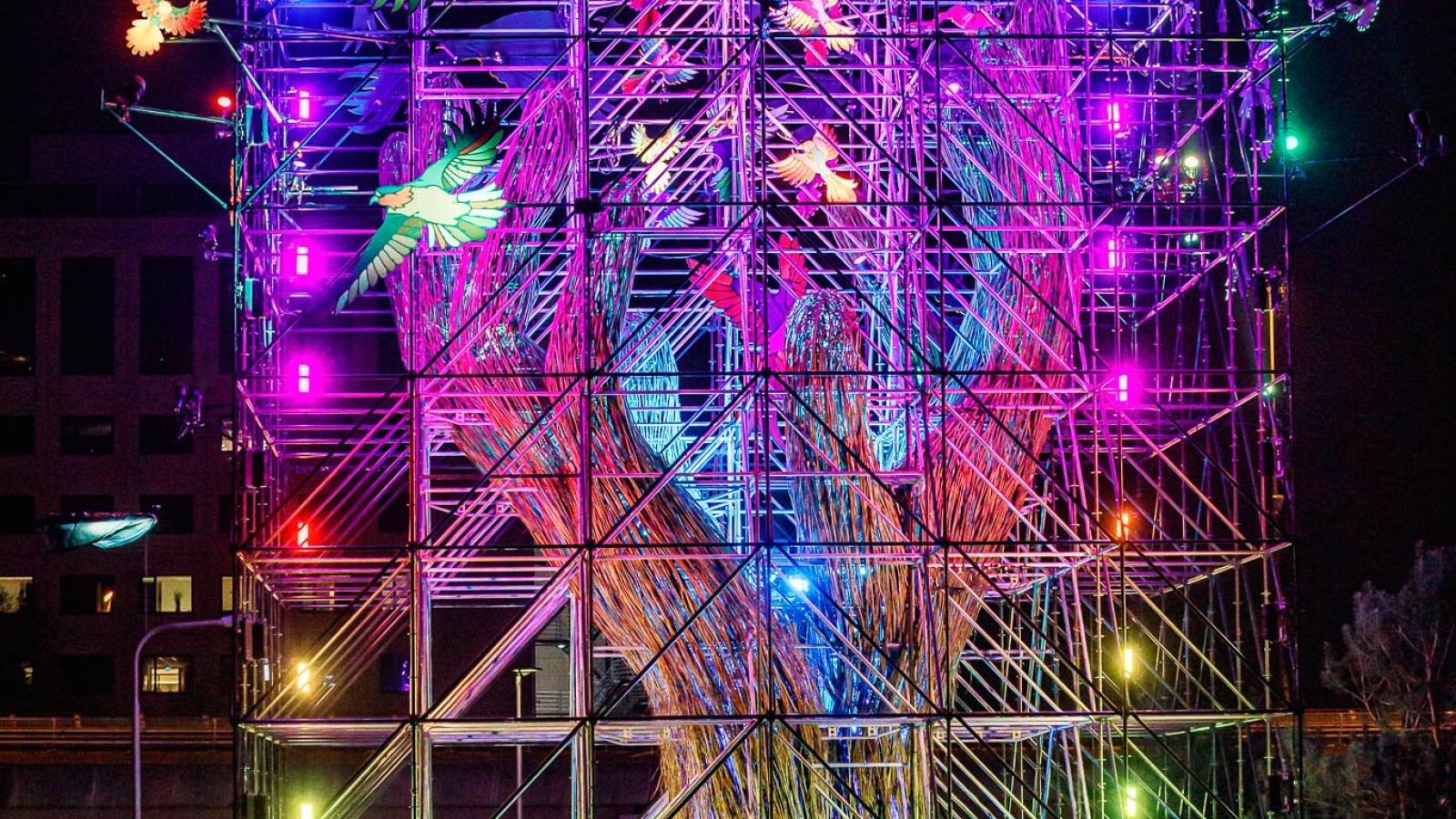Festivalmakers bouwen lichtgevende "boom van hoop" bij Sloterdijk