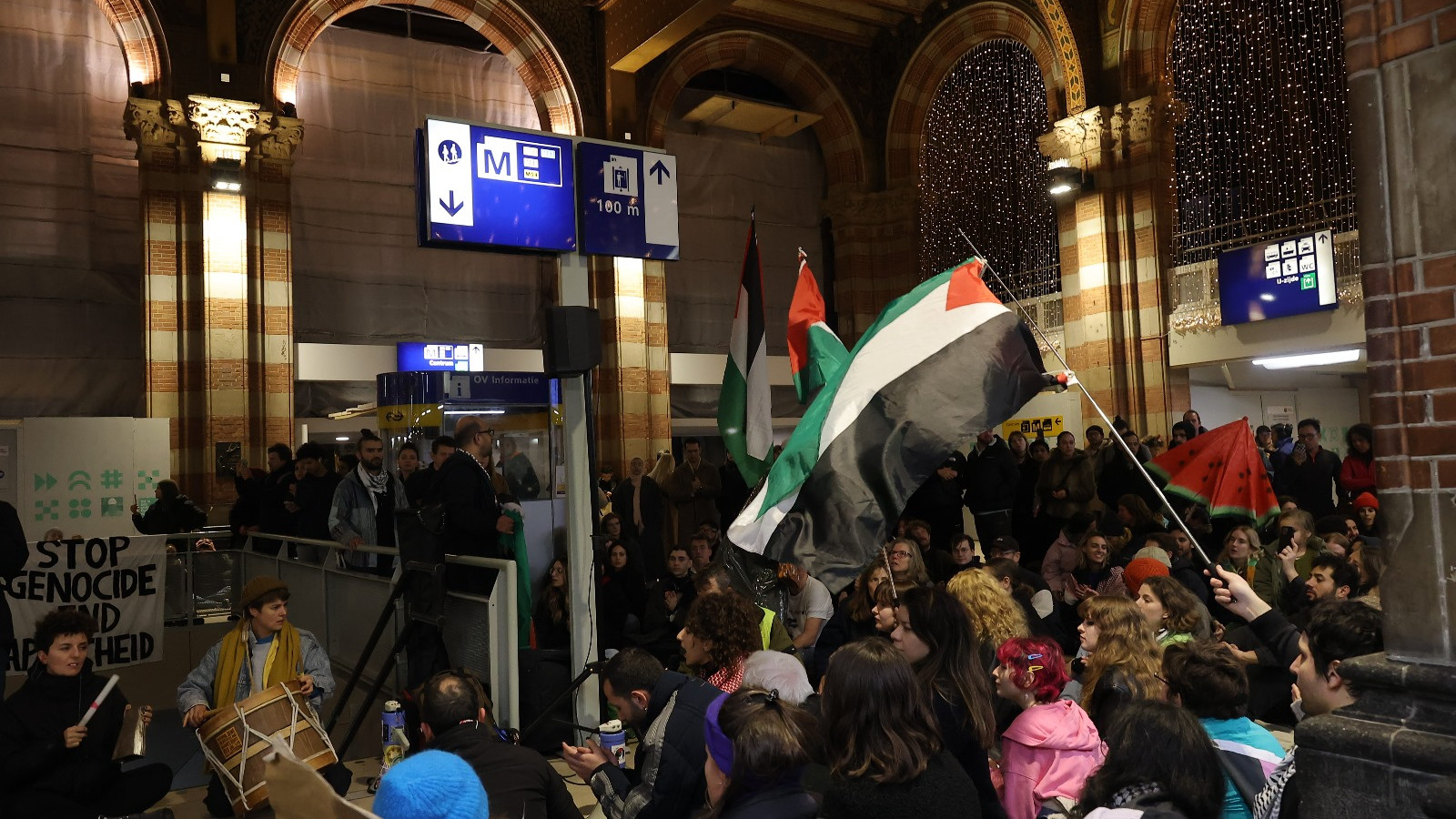 Demonstratie op Centraal Station