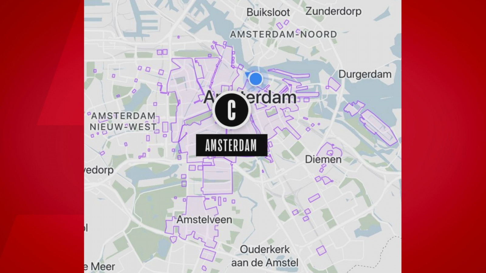 Beschikbare gebieden Check heel Amsterdam