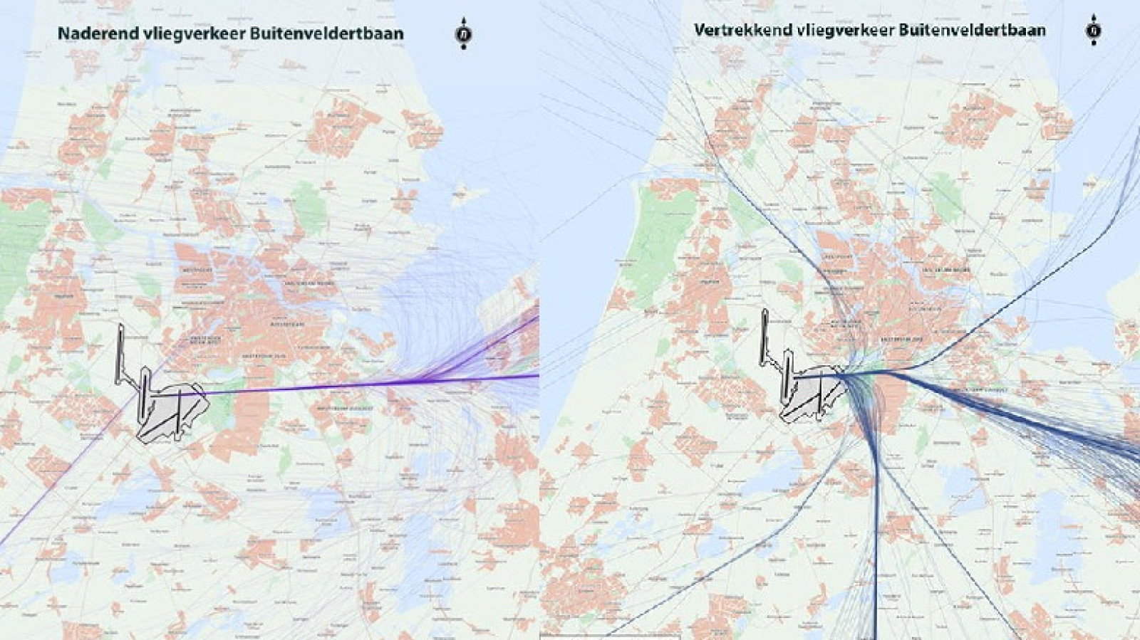 Naderings- en vertrekroutes Buitenveldertbaan