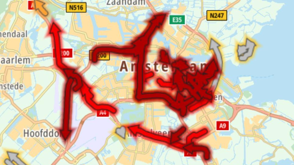 ANWB: verkeer in hele regio Amsterdam opnieuw vastgelopen - AT5