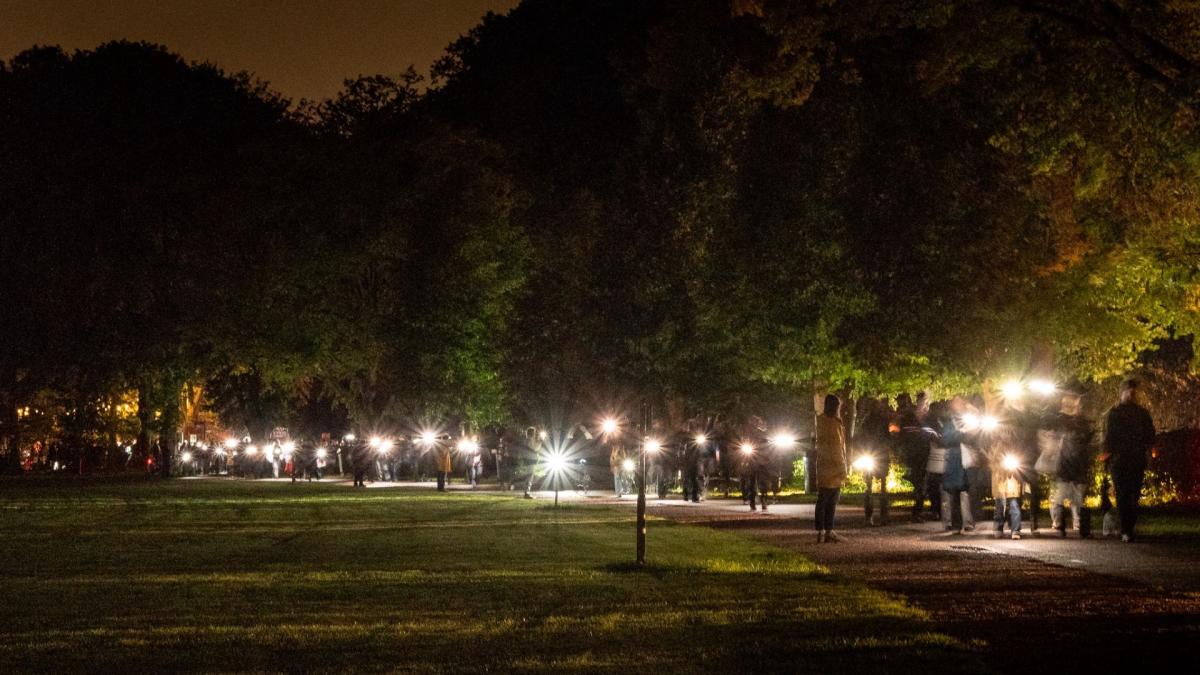 Bezoekers en medewerkers van Bostheater vragen met 'verlichtingsactie' aandacht voor veiligheid